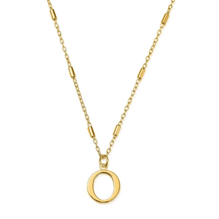 ChloBo Sterling Silver Gold Plated Initial Necklace O - Gold
