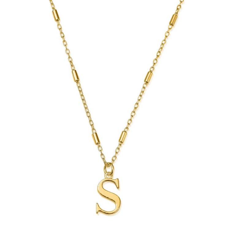 ChloBo Sterling Silver Gold Plated Initial Necklace S - Gold