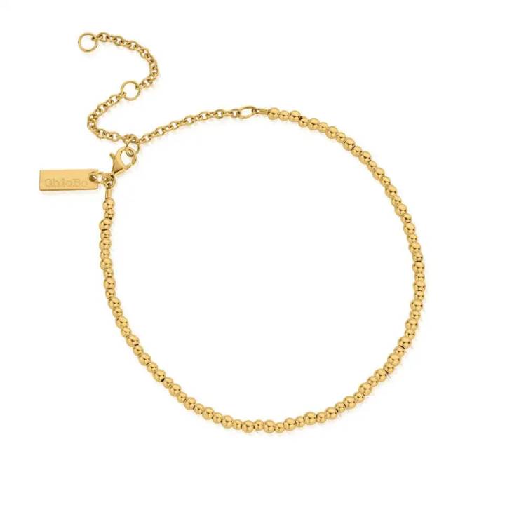 ChloBo Sterling Silver Gold Plated Mini Cute Anklet - Sterling Silver