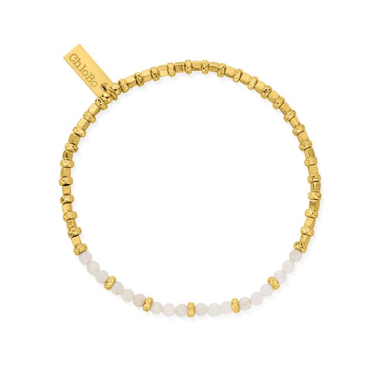 ChloBo Sterling Silver Gold Plated Rose Quartz Sparkle Cube Bracelet - Yellow Gold PVD
