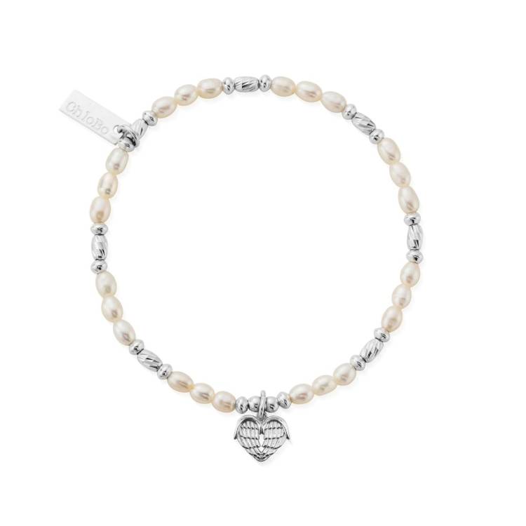 ChloBo Sterling Silver Heart Of Love Pearl Bracelet - Silver