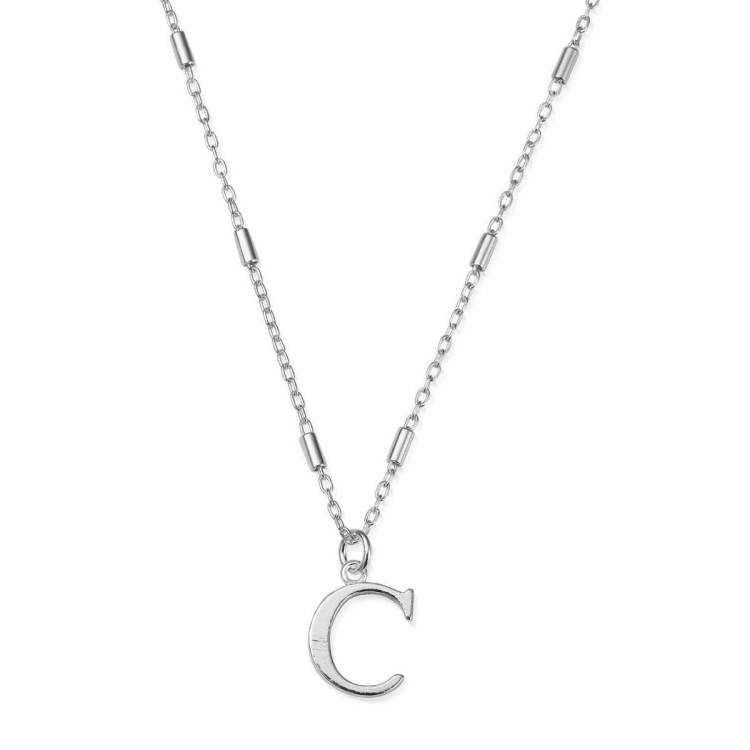 ChloBo Sterling Silver Initial Necklace C - Silver