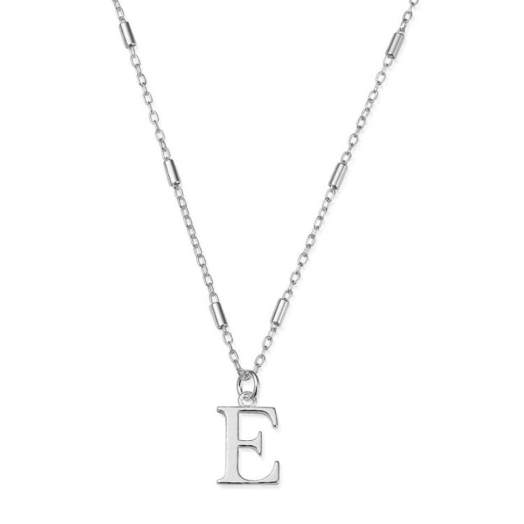 ChloBo Sterling Silver Initial Necklace E - Silver
