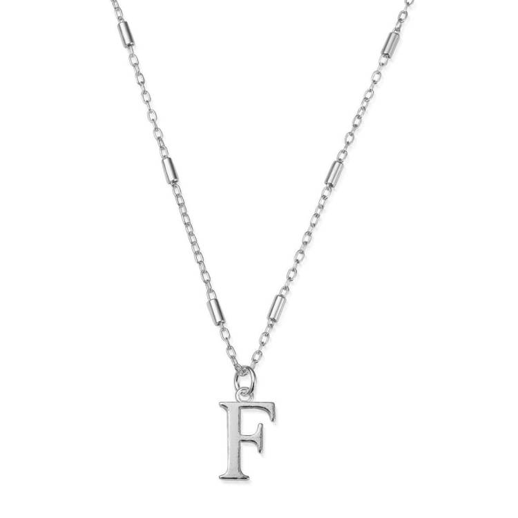 ChloBo Sterling Silver Initial Necklace F - Silver