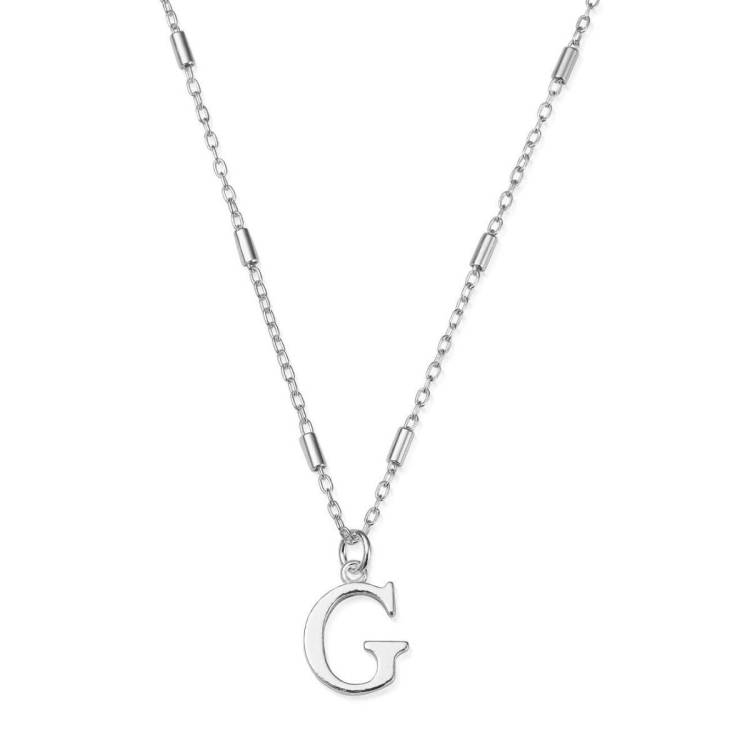 ChloBo Sterling Silver Initial Necklace G - Silver