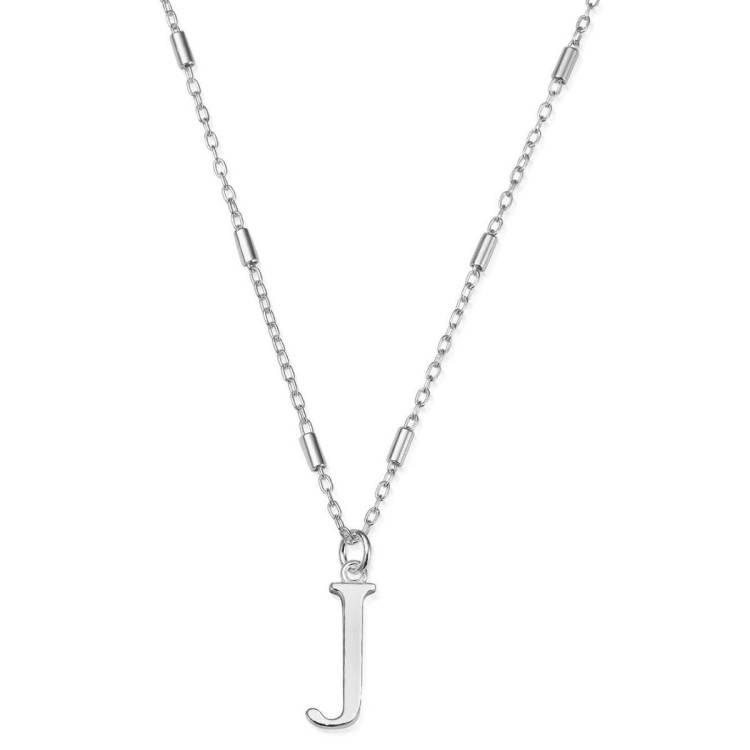 ChloBo Sterling Silver Initial Necklace J - Silver