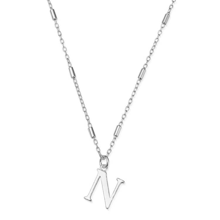ChloBo Sterling Silver Initial Necklace N - Silver