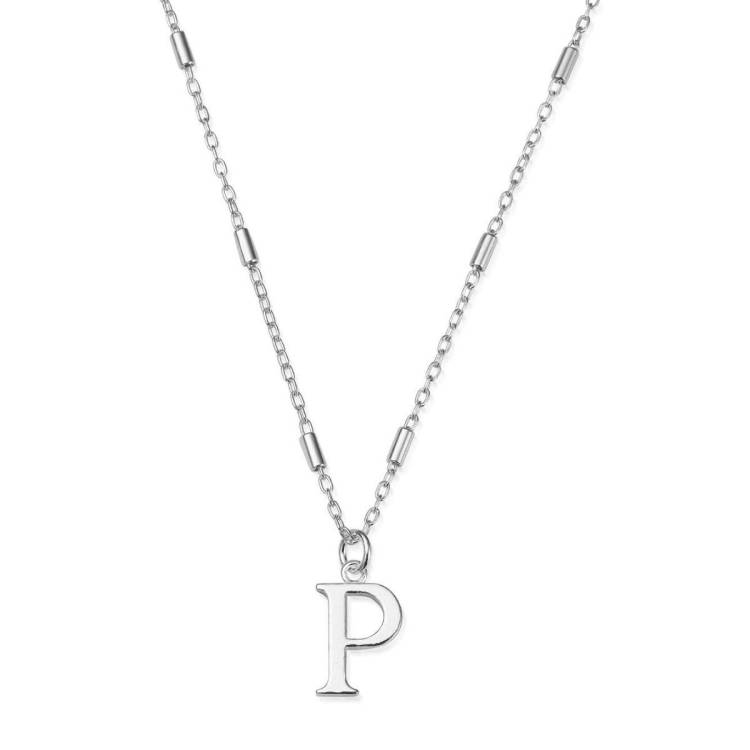 ChloBo Sterling Silver Initial Necklace P - Silver
