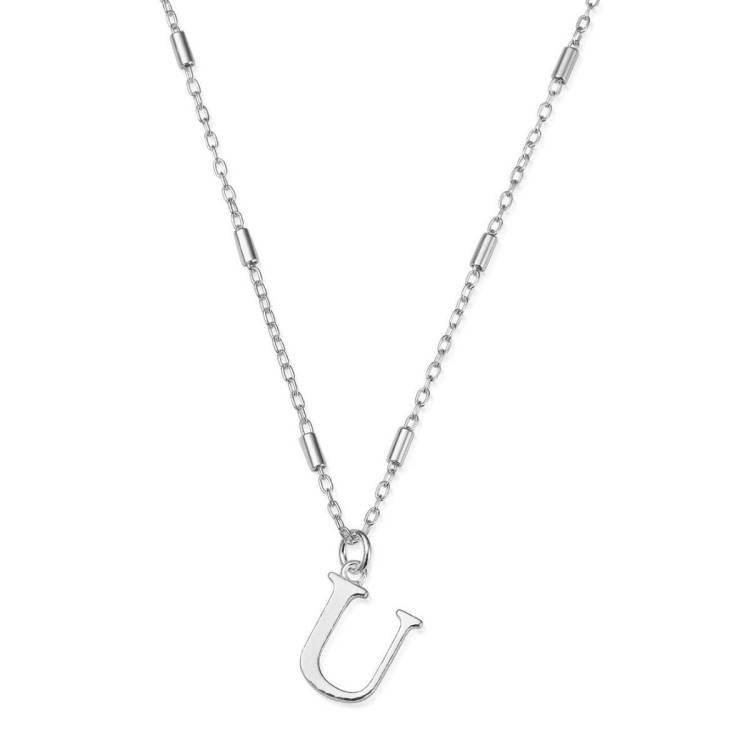 ChloBo Sterling Silver Initial Necklace U - Silver