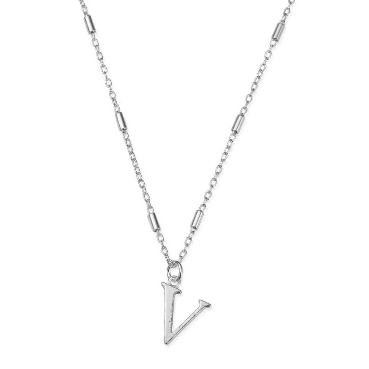 ChloBo Sterling Silver Initial Necklace V - Silver
