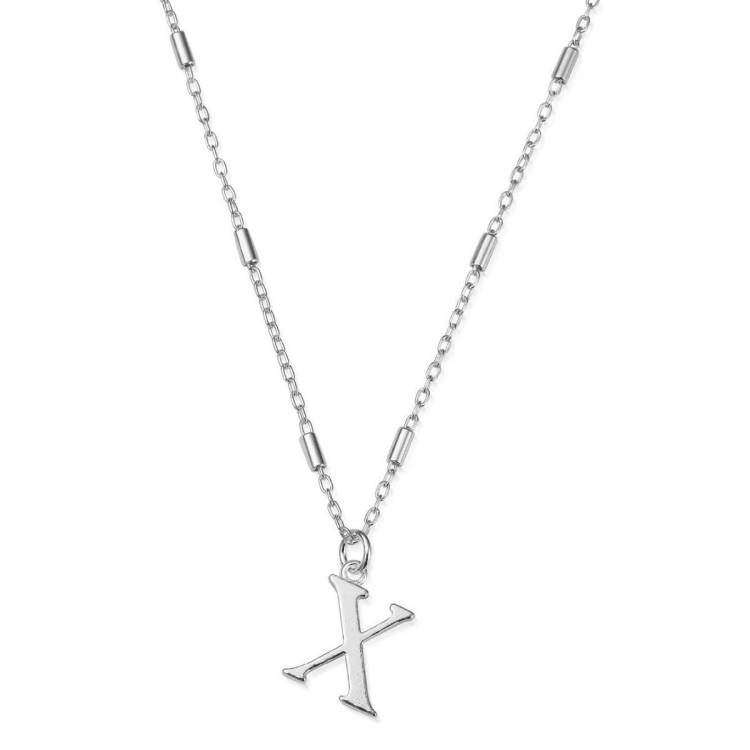 ChloBo Sterling Silver Initial Necklace X - Silver