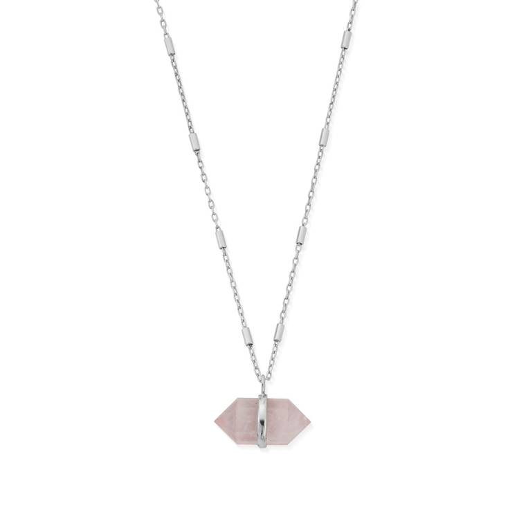 ChloBo Sterling Silver Love Goddess Rose Quartz Double Point Necklace - Sterling Silver