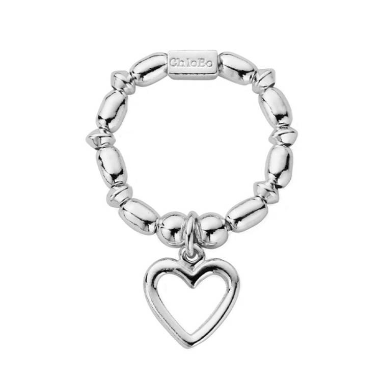 ChloBo Sterling Silver Mini Rice Open Heart Ring - L