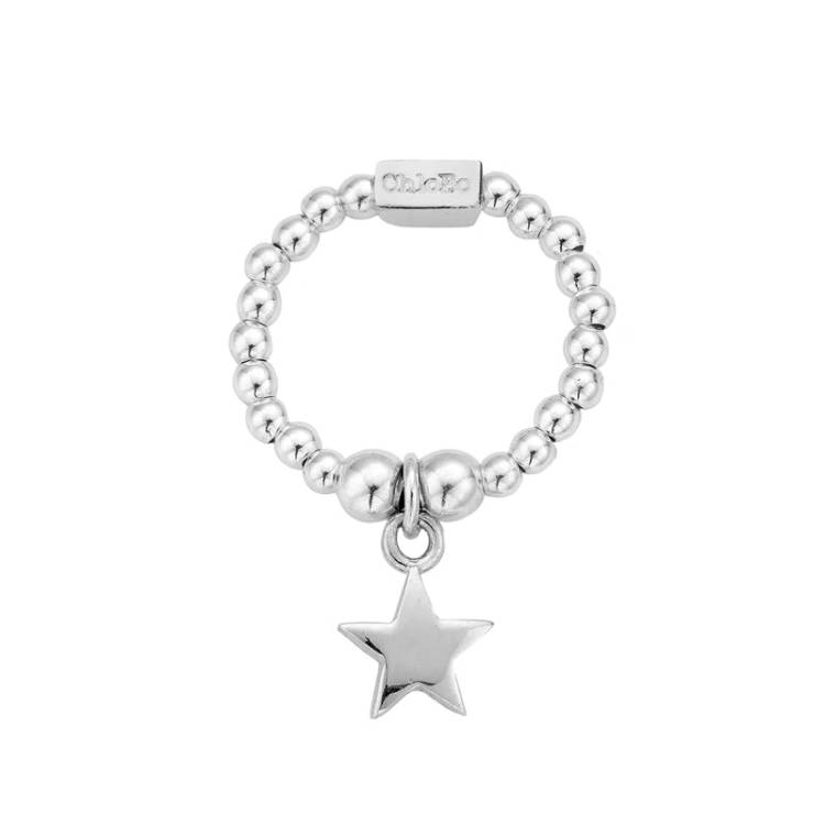 ChloBo Sterling Silver Mini Star Stretch Ring - M