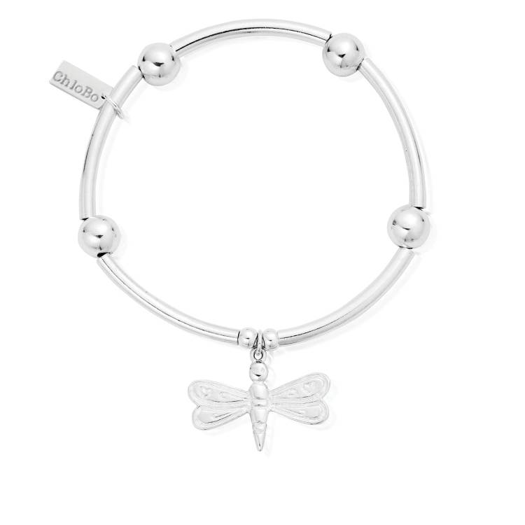ChloBo Sterling Silver Noodle Ball Dragonfly Bracelet - Silver