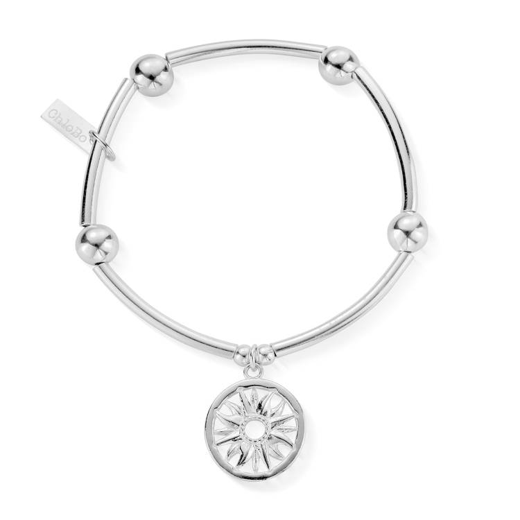 ChloBo Sterling Silver Noodle Ball Sun Mandala Bracelet - Silver