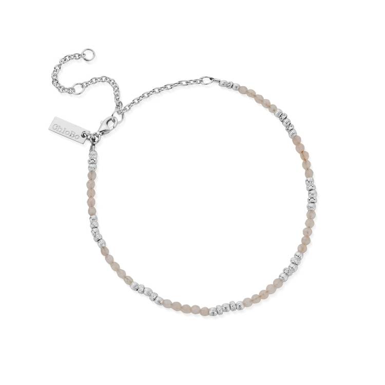 ChloBo Sterling Silver Passionate Sun Rose Quartz Anklet - Sterling Silver