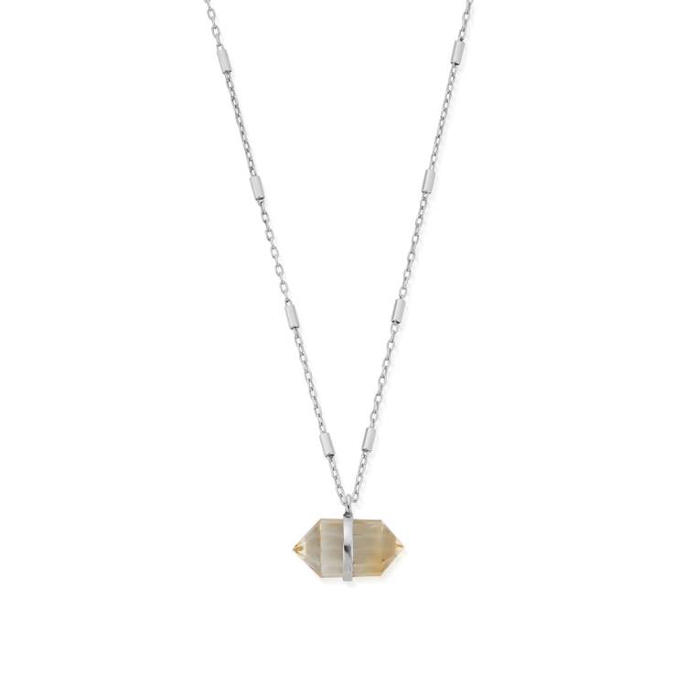ChloBo Sterling Silver Sky Goddess Citrine Double Point Necklace - Sterling Silver