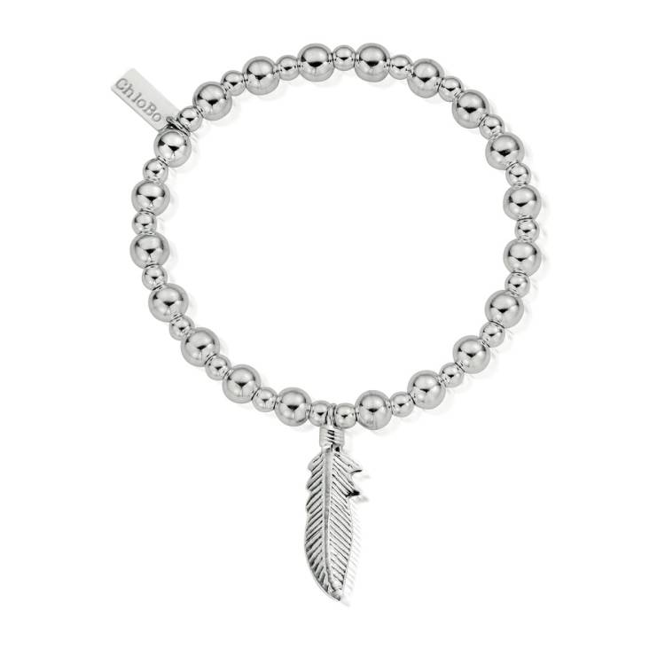 ChloBo Sterling Silver Mini Small Ball Feather Bracelet - Sterling Silver