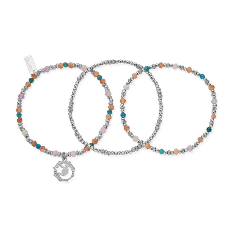 ChloBo Sterling Silver Soul Vibrations Set of 3 Rings