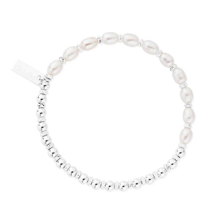 ChloBo Sterling Silver Story Of Love Pearl Bracelet - Silver