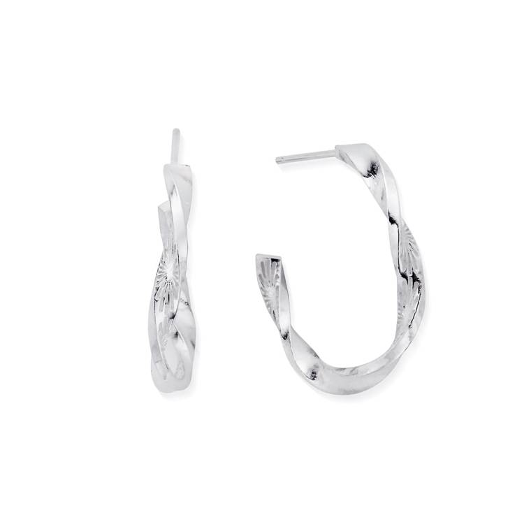 ChloBo Sterling Silver Sun Twisted Hoop Earrings - Sterling Silver