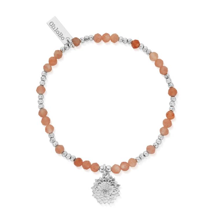 ChloBo Sterling Silver Sunflower Peach Moonstone Bracelet - Sterling Silver