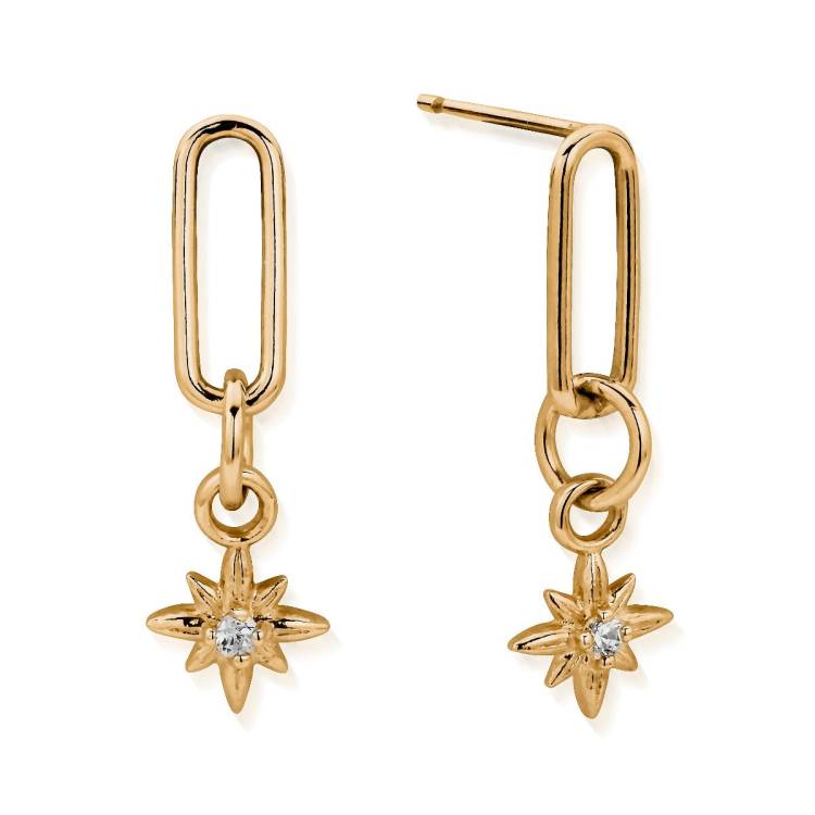 ChloBo Wandering Free Gold Plated Sterling Silver Divine Journey Link Earrings - Gold