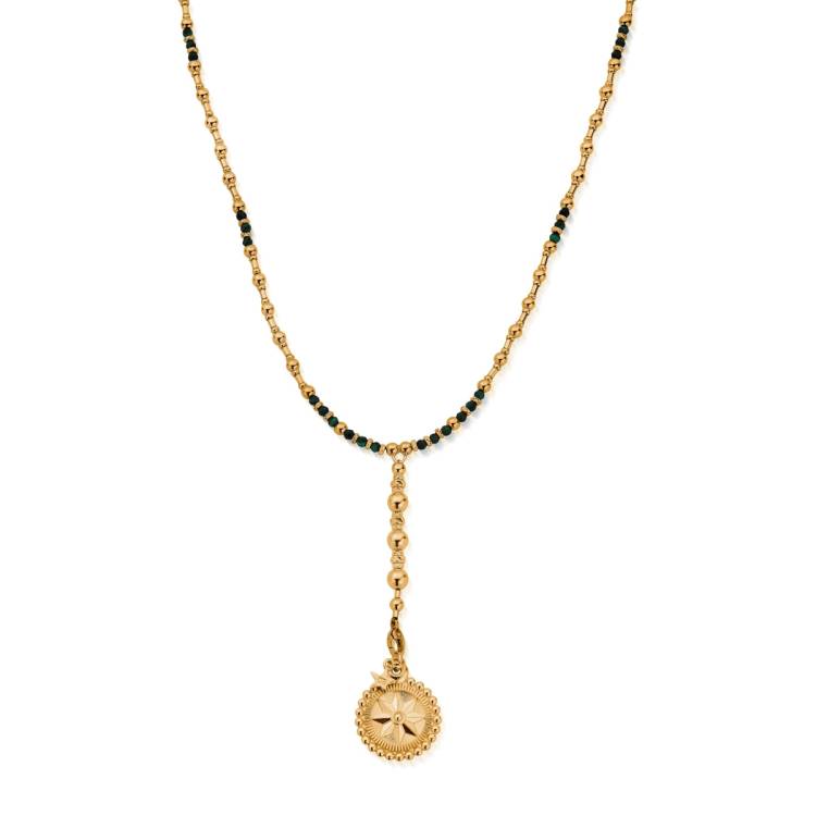 ChloBo Wandering Free Gold Plated Sterling Silver Free Spirit Malachite Lariat Necklace - Gold