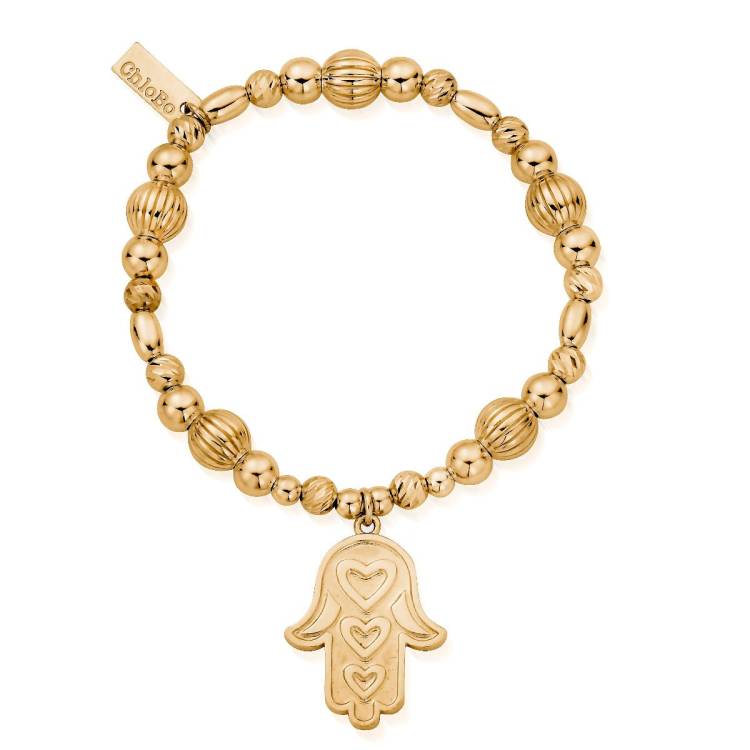 ChloBo Wandering Free Gold Plated Sterling Silver Hand of Love Bracelet - Gold