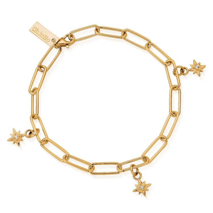 ChloBo Wandering Free Gold Plated Sterling Silver Link Chain Divine Journey Bracelet - Gold
