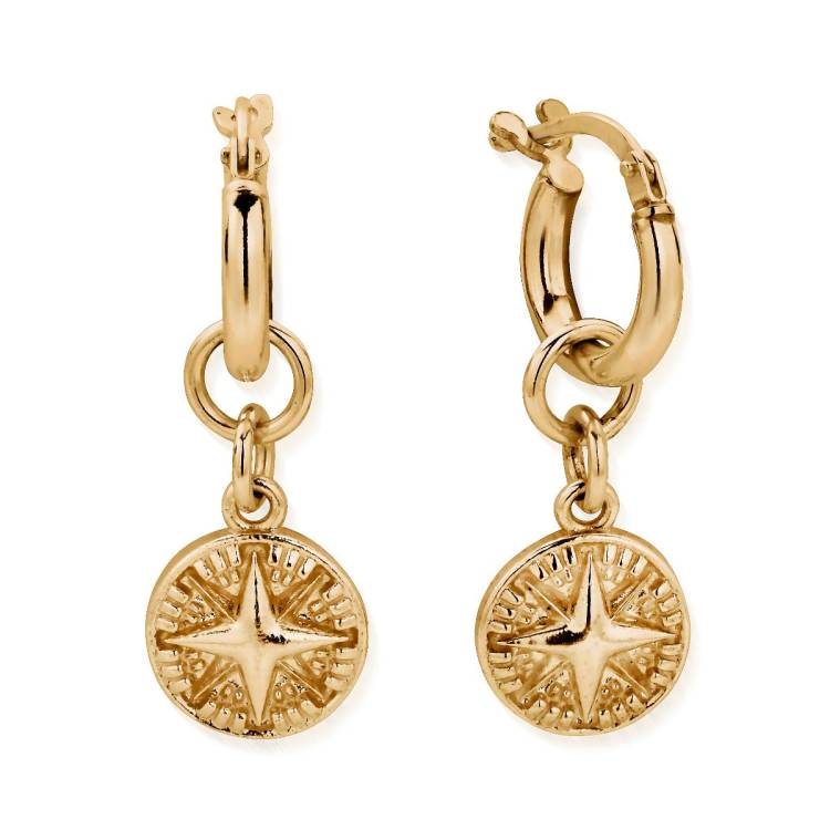 ChloBo Wandering Free Gold Plated Sterling Silver Tranquil Journey Small Hoops - Gold