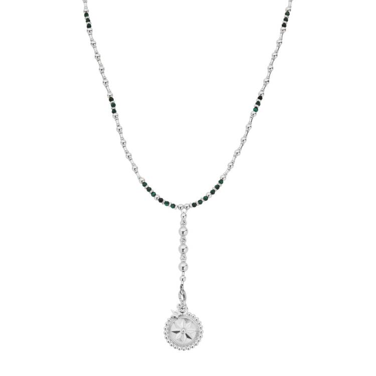 ChloBo Wandering Free Sterling Silver Free Spirit Malachite Lariat Necklace - Silver