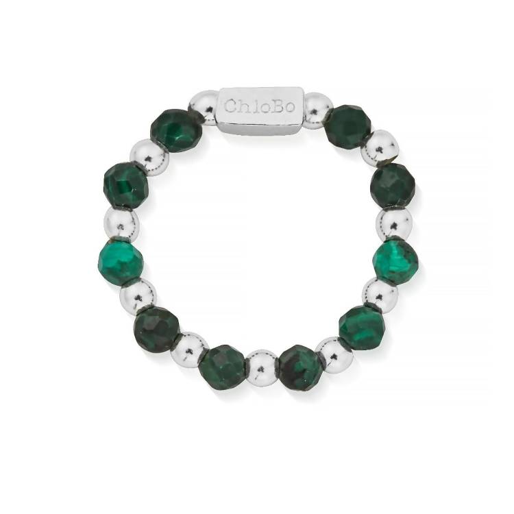 ChloBo Wandering Free Sterling Silver Malachite Protection Ring - Small