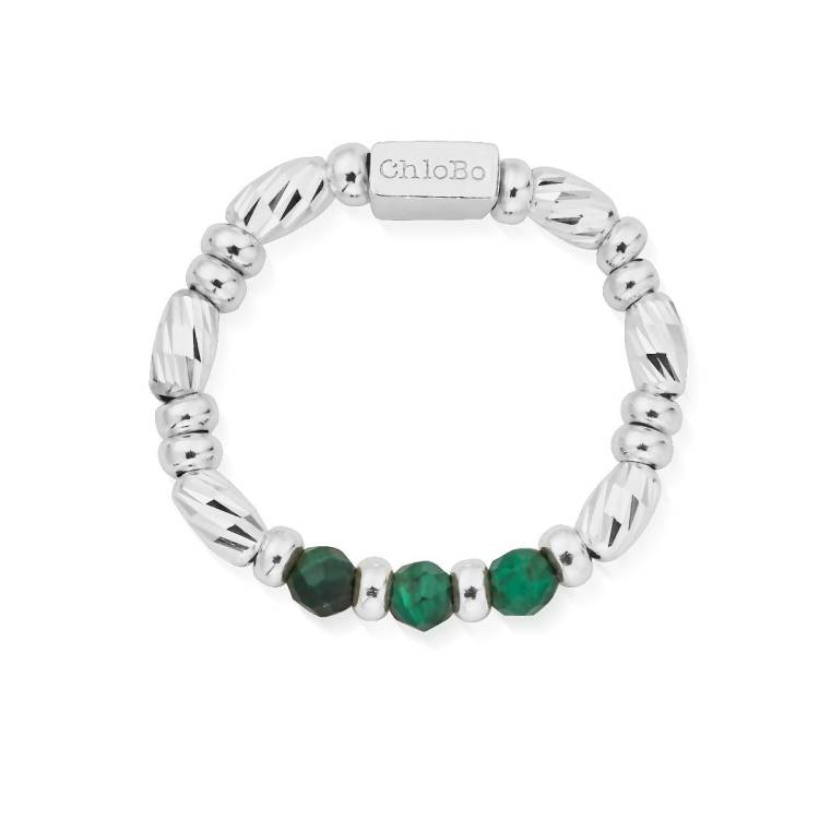 ChloBo Wandering Free Sterling Silver Malachite Sparkle Empowerment Ring - Large