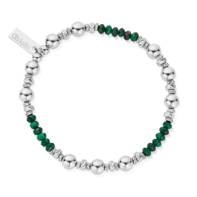 ChloBo Wandering Free Sterling Silver Sparkle Malachite Bracelet - Silver