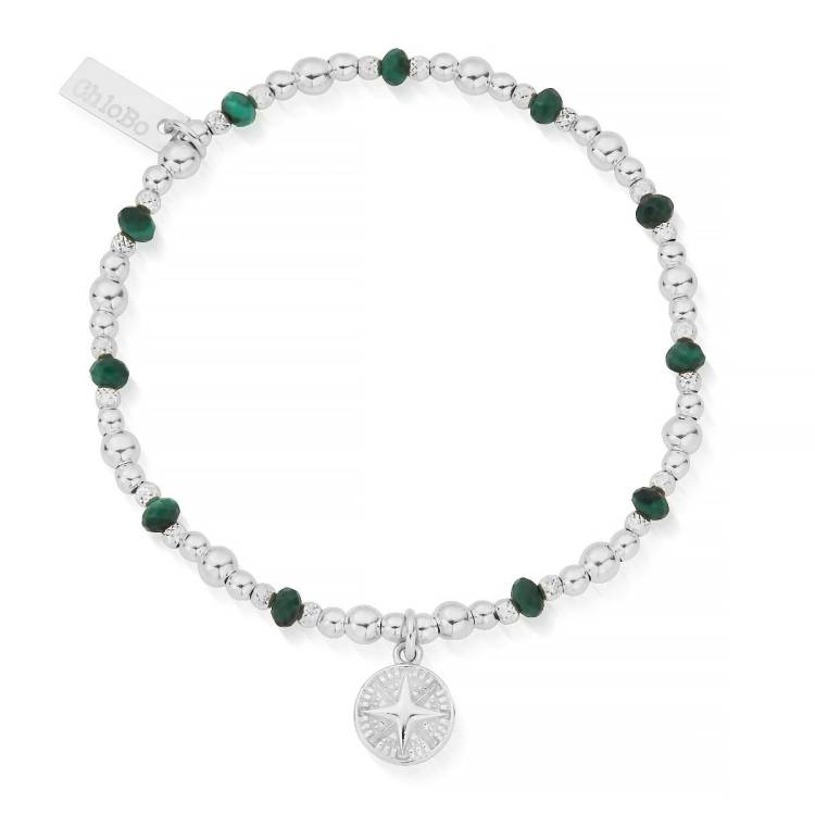ChloBo Wandering Free Sterling Silver Tranquil Journey Malachite Bracelet - Silver