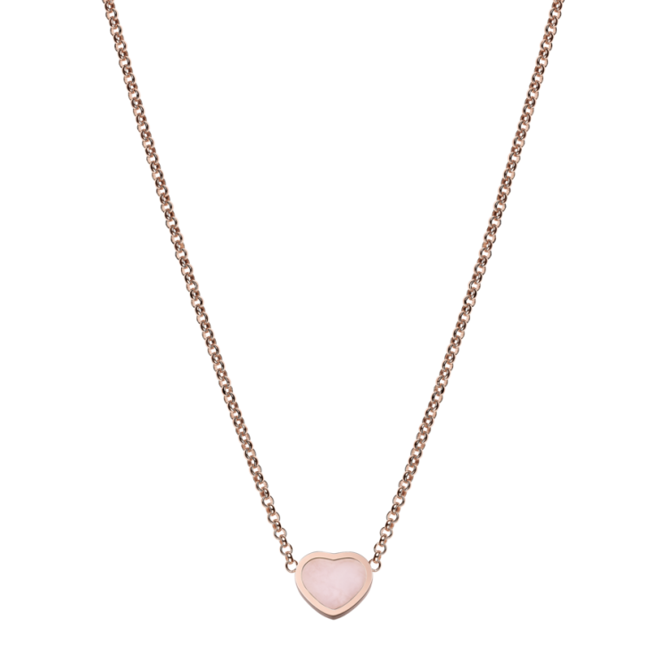 Chopard Happy Hearts 18ct Rose Gold Pink Opal Necklace