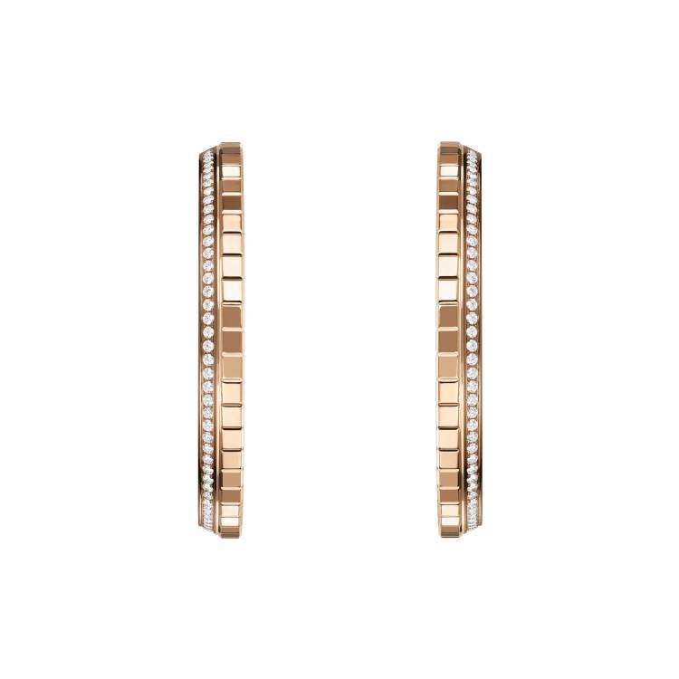 Chopard Ice Cube 18ct Rose Gold 0.66ct Diamond Large Hoop Earrings