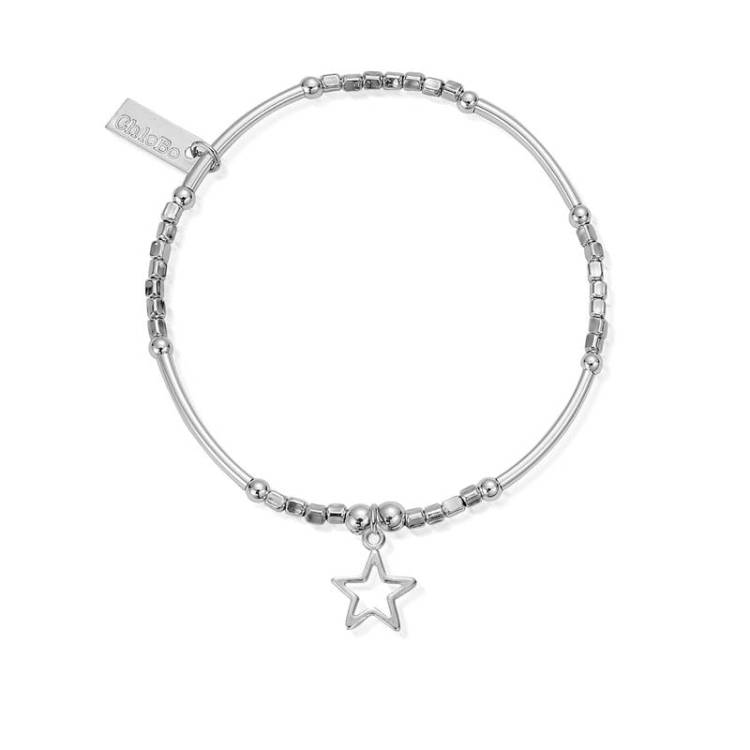 ChloBo Sterling Silver Mini Noodle Cube Open Star Bracelet - Sterling Silver