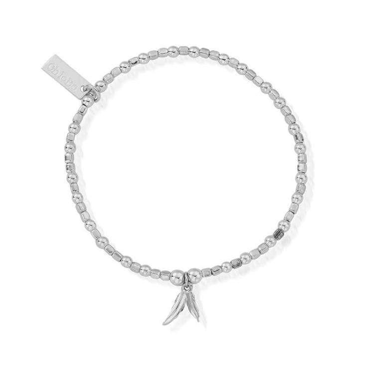 ChloBo Sterling Silver Mini Cube Double Feather Bracelet - Sterling Silver