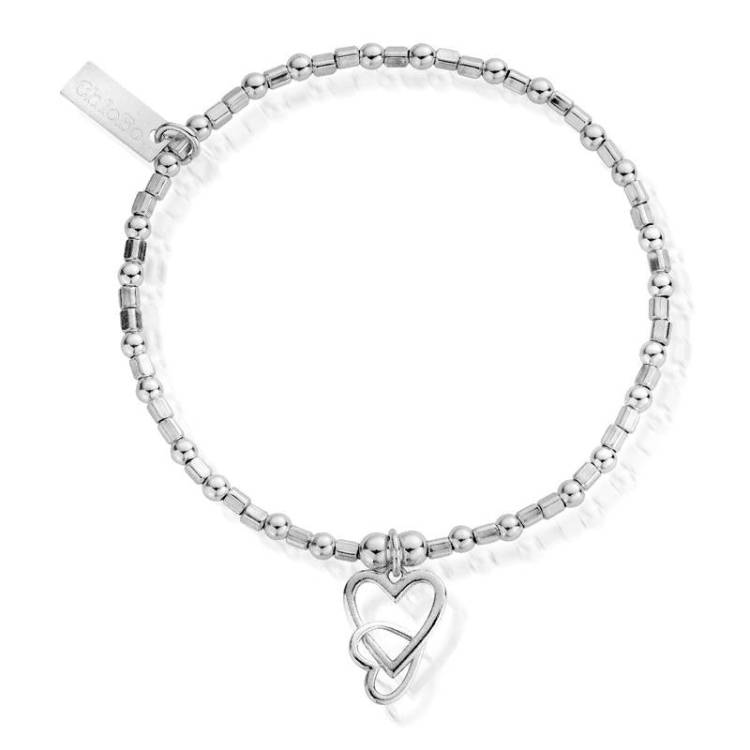 ChloBo Sterling Silver Mini Cube Interlocking Love Heart Bracelet - Sterling Silver