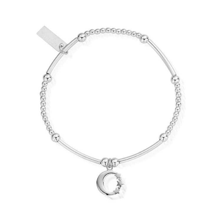 ChloBo Sterling Silver Cute Mini Moon And Star Bracelet - Sterling Silver