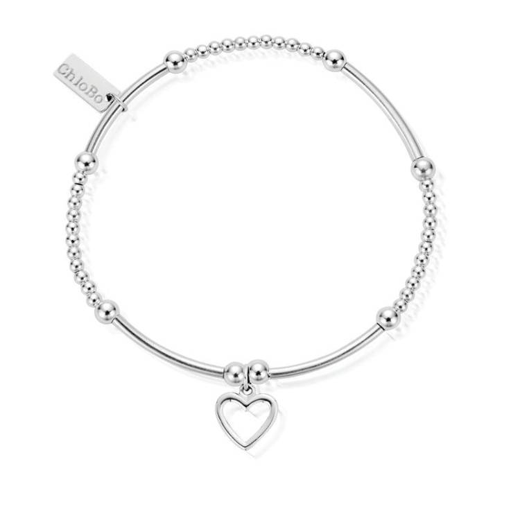 ChloBo Sterling Silver Cute Mini Open Heart Bracelet - Sterling Silver