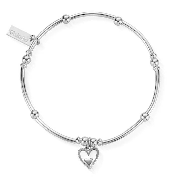 ChloBo Sterling Silver Mini Noodle Ball Heart In Heart Bracelet - Sterling Silver
