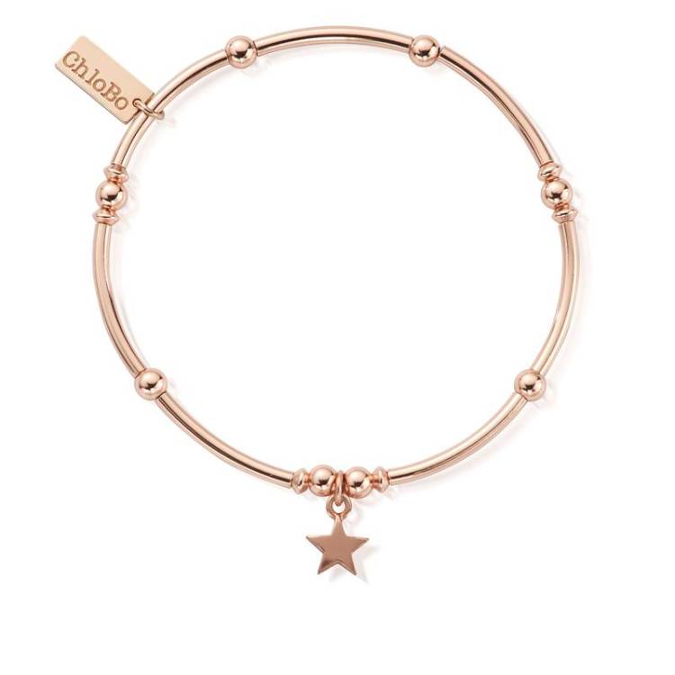 ChloBo Sterling Silver Rose Gold Plated Mini Noodle Ball Star Bracelet - Rose Gold PVD