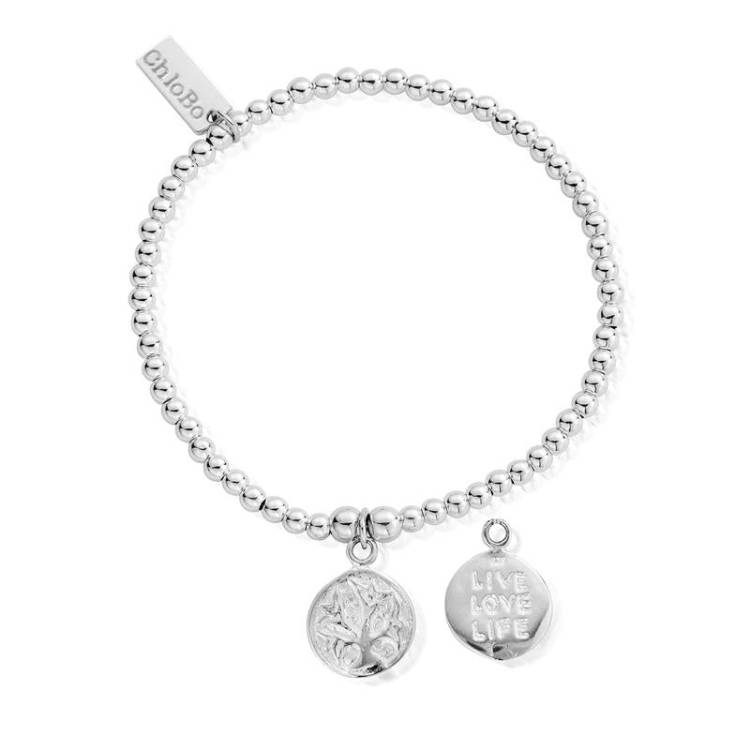 ChloBo Sterling Silver Cute Charm Live Love Life Bracelet - Sterling Silver