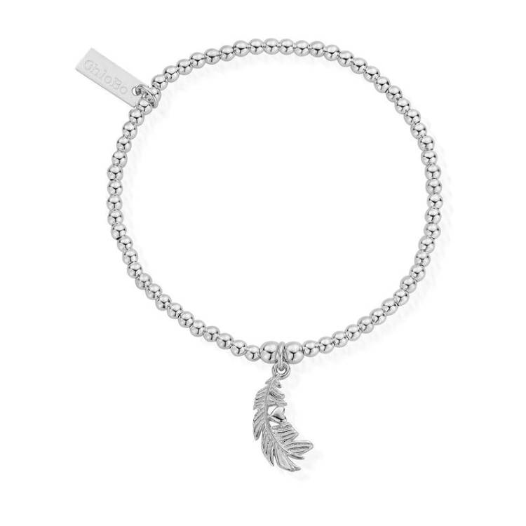 ChloBo Sterling Silver Cute Charm Feather Heart Bracelet - Sterling Silver