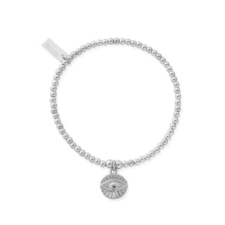 ChloBo Sterling Silver Cute Charm Evil Eye Sunray Bracelet - Sterling Silver