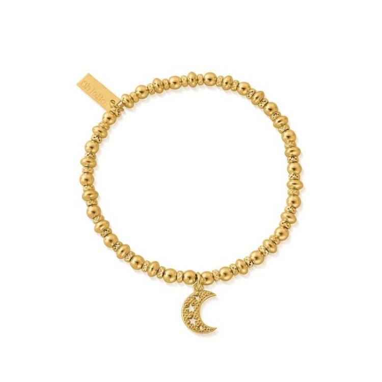 ChloBo Sterling Silver Gold Plated Didi Sparkle Starry Moon Bracelet - Yellow Gold PVD